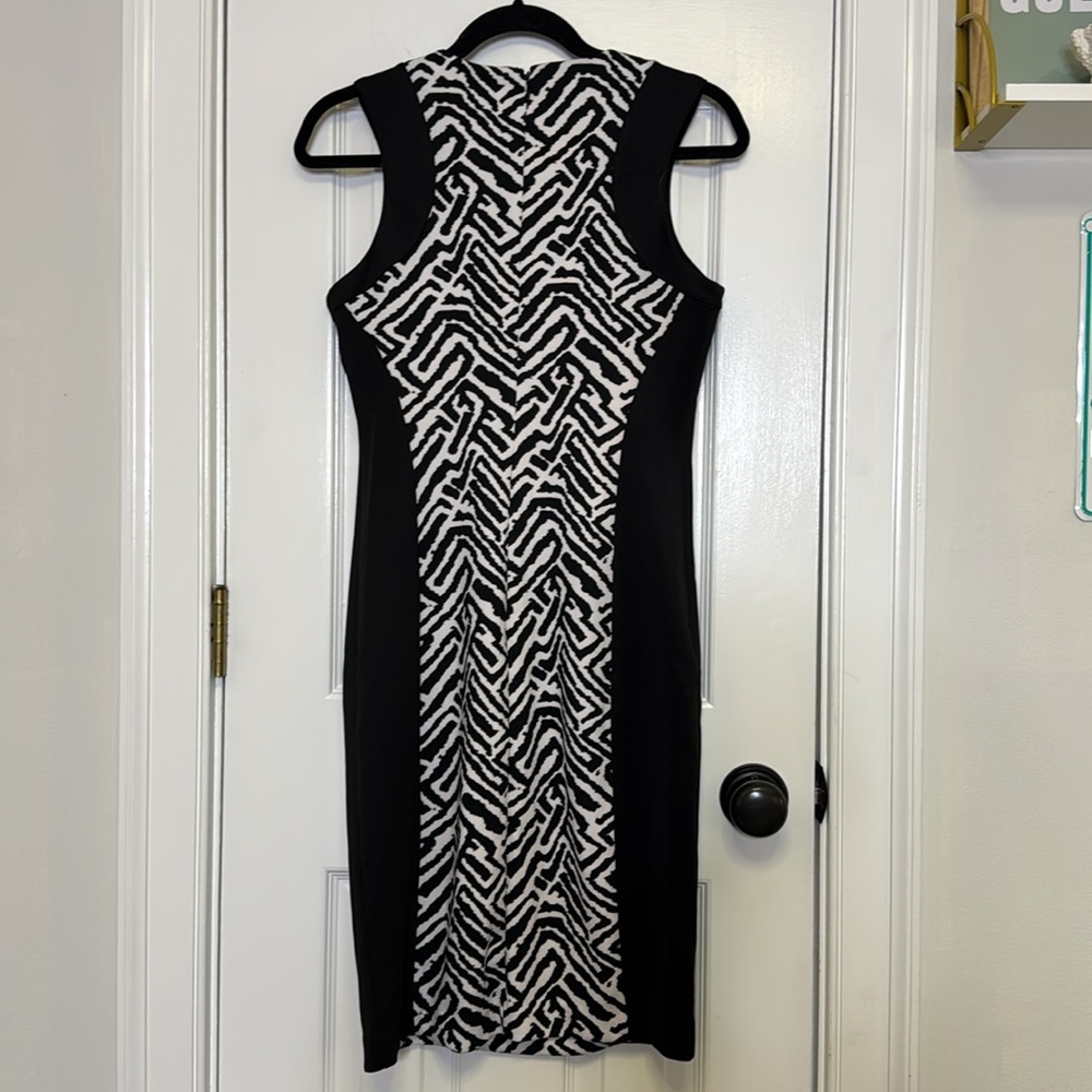 Calvin Klein Black and White Sheath Dress Knee-Length Halter for Cocktail - Picture 6 of 7